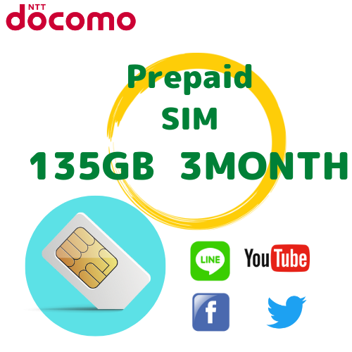 Prepaid SIM data 135GB plan 90days (3month)